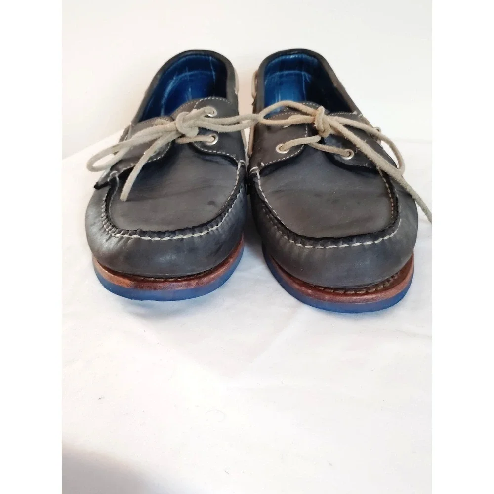 Allen Edmonds South Shore Men 9.5D Nautical Navy Blue Leather Boat Shoe Moc Toe